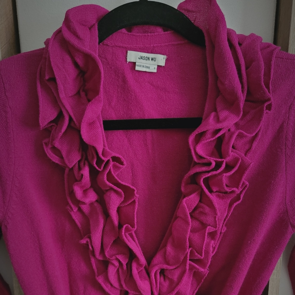 Jason Wu Fuchsia Ruffled Cardigan - Picture 9 of 13